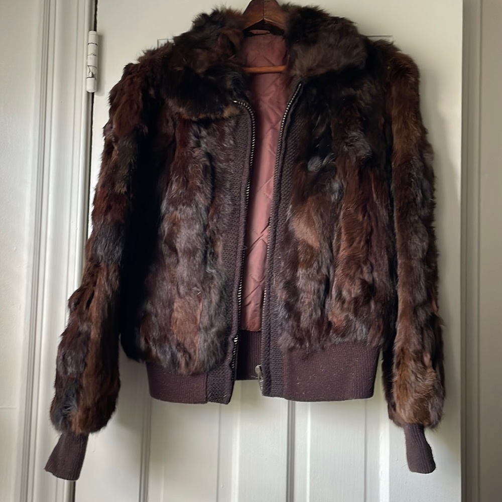 Beautiful 100% Natural Rabbit Fur Coat Small